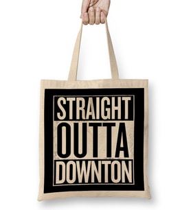 Straight Outta Downton Abbey White Bez Çanta Uzun Saplı