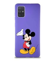 Samsung Galaxy A71 Soft Premier Kapak Mickey Mouse-C Tasarımlı Silikon Kılıf - Mor (Şeffaf)