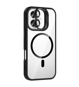 İphone 16 Remim Lensli Standlı Kapak - Siyah
