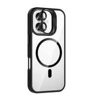 İphone 16 Remim Lensli Standlı Kapak - Siyah