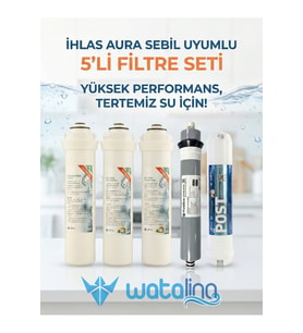 Ihlas Aura Cebilon Unique Dijital Su Arıtma Cihazı Uyumlu 5'li Ön Filtre Seti