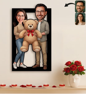 BK Gift Kişiye Özel Sevgili Karikatürlü 3D Ahşap Tablo -35, Fotoğraftan Karikatür, Sevgililer Günü Hediyesi, Ev Hediyesi