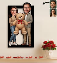 BK Gift Kişiye Özel Sevgili Karikatürlü 3D Ahşap Tablo -35, Fotoğraftan Karikatür, Sevgililer Günü Hediyesi, Ev Hediyesi
