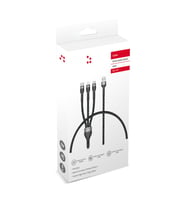 Tüm Telefon ve Tabletler Uyumlu Universal (3in1 - 30CM) Hızlı Şarj ve Data Veri Aktarım Kablosu (Siyah)