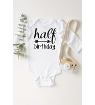 Unisex Bebek Beyaz Half Birthday Çıtçıtlı Body