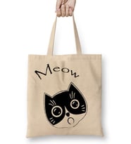Cat Meow Kedi Bez Çanta Uzun Saplı
