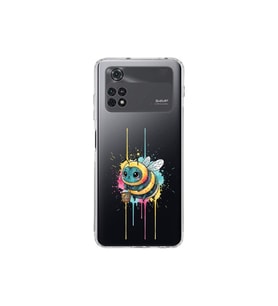 Poco M4 Pro ile uyumlu Splash arı tasarımlı şeffaf silikon kılıf