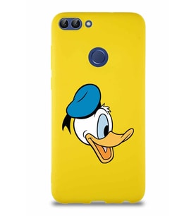 Huawei P Smart Soft Premier Kapak Donald Duck-F Tasarımlı Silikon Kılıf - Sarı (Şeffaf)