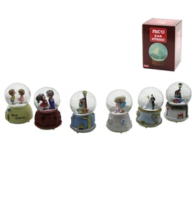ORTA BOY - 8CM PİLLİ - IŞIKLI MÜZİKLİ KAR KÜRESİ CAM İNSAN FİGÜRLÜ - DESEN MİX RENKLİ HERHANGİ BİR TANESİ GÖNDERİLİR (5680)