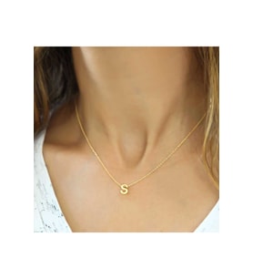 Gümüş Gold 3 Boyutlu S Harf Kadın Kolye CSR2183766