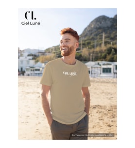 Nevermind Erkek Blocking Graphic Ciel Lune - Oversize T-Shirt (Bej)