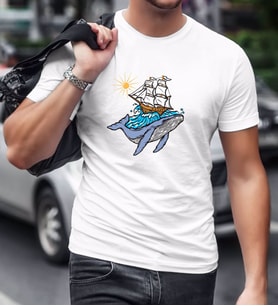 BK Gift Balina Tasarımlı Beyaz T-Shirt-2