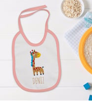 BK Kids Kişiye Özel Pembe Bebek Mama Önlüğü - Model 149