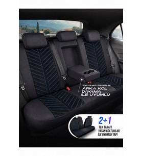 Alfa Romeo 146 Shine Siyah Mavi Tay Tüyü Oto Koltuk Kılıfı Tam Set-Kolay Montaj-Terletmez-Ortopedik 1995–2000