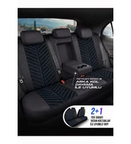 Alfa Romeo 146 Shine Siyah Mavi Tay Tüyü Oto Koltuk Kılıfı Tam Set-Kolay Montaj-Terletmez-Ortopedik 1995–2000
