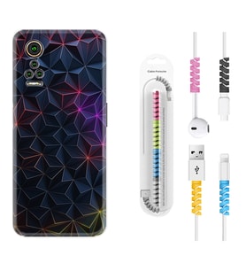 General Mobile GM 21 Pro GM 22 Pro Plus Kılıf Kablo Koruma Spiral Silikon Renkli Prizmalar 1783