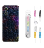 General Mobile GM 21 Pro GM 22 Pro Plus Kılıf Kablo Koruma Spiral Silikon Renkli Prizmalar 1783