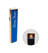 Kişiye Özel USB Şarjlı Alevsiz Sürgülü Çakmak (Mavi)
