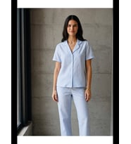 Night V Yaka Düğmeli Casual Pijama Takımı