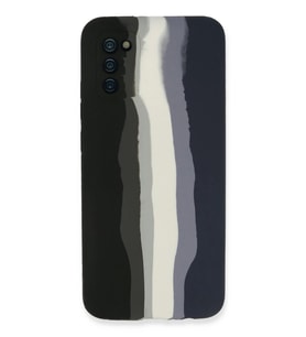 Newface Samsung Galaxy A03S Kılıf Ebruli Lansman Silikon - Siyah-Lacivert