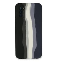 Newface Samsung Galaxy A03S Kılıf Ebruli Lansman Silikon - Siyah-Lacivert