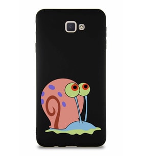 Samsung Galaxy J7 Prime Soft Premier Kapak Salyangoz Gary Tasarımlı Silikon Kılıf - Siyah (Şeffaf)