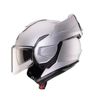 Motosiklet Kaskı Modüler Güneş Vizörlü Çene Açılır Mat Gümüş Motorcu Kask