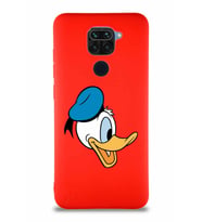 Xiaomi Redmi Note 9 Soft Premier Kapak Donald Duck-F Tasarımlı Silikon Kılıf - Kırmızı (Şeffaf)