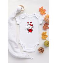 Kız Bebek Çiçek Organik Baskılı %100 Pamuklu Beyaz Çıtçıtlı Body Zıbın