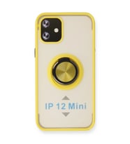 Apple İphone 12 Kılıf Montreal Yüzüklü Silikon Kapak - Sarı