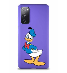 Samsung Galaxy S20 FE Soft Premier Kapak Donald Duck-D Tasarımlı Silikon Kılıf - Mor (Şeffaf)