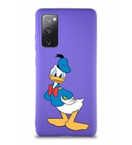 Samsung Galaxy S20 FE Soft Premier Kapak Donald Duck-D Tasarımlı Silikon Kılıf - Mor (Şeffaf)