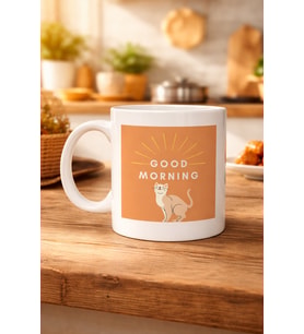 Northcity Good Morning Kedi Desenli Porselen Kupa – Sevimli Kedi Figürlü, Kahve & Çay Bardağı, Hediyelik Porselen