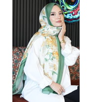 Çiçek Desen Sarı Soft Pamuk Şal (Standart)