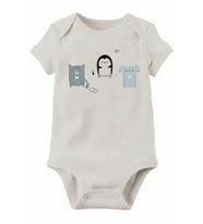 Unisex Bebek Beyaz Organik Baskılı Pamuklu Body