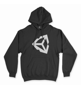 Unity Logo Siyah Kapşonlu Sweatshirt Hoddie