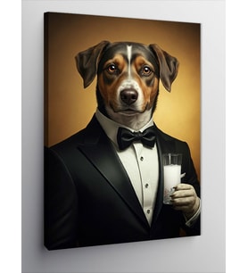 Kanvas Tablo Smokinli Köpek Portresi