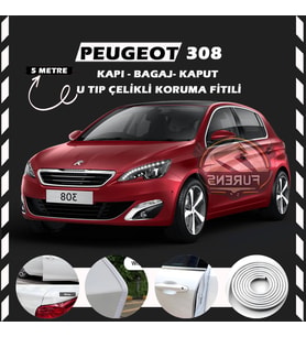 Peugeot 308 Oto Araç Kapı Koruma Fitili 5metre Parlak Beyaz Renk