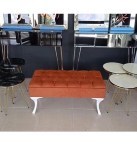 Lüks Yarım Sandıklı Kapitoneli Dekoratif Puf Bench 120cm (Turuncu)