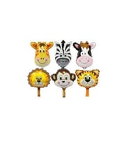 Safari Hayvan Kafa Folyo Balon Set 6 Lı
