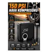 Dijital Ekranlı Şarjlı Hava Kompresörü 150 PSI Diyafram Motorlu Akıllı Lastik Şişirme Cihazı