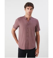LCWAIKIKI Classic Bordo Regular Fit Hakim Yaka Kısa Kollu Erkek Gömlek