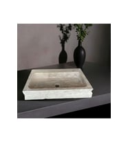 Feza Gümüş Traverten Natural Patlatma Köşeli Lavabo-175