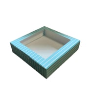 Pencereli Karton Kutu Çizgili Model 20X20X5 CM (10 Adet) Mavi