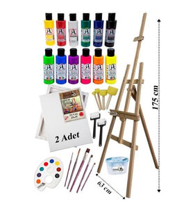 Akrilik Boya Resim Seti Südor Monalisa 12 Renk 70 ml Akrilik Boya 2 Tuval 25x35 Fırça Spatula Şövale 