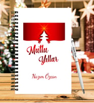 Yılbaşı İçin Kişiye Özel  Ahşap Defter Kalem Hediye Seti