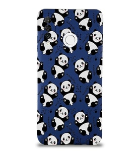 Huawei P 30 Lite Uyumlu Lansman Kılıf Panda Tasarımlı İçi Kadife Lacivert Kapak (Şeffaf)