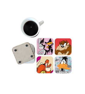 Ghostbastır Design Looney Tunes Dekoratif Ahşap Bardak Altlığı Seti 0106
