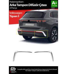 Drs Tuning Tiguan Krom Arka Tampon Difüzör Çıtası OEM Still 2 Prç. 2024 Üzeri A+ Kalite