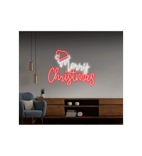 Merry Christmas Yazılı ve Şekilli Neon Tabela